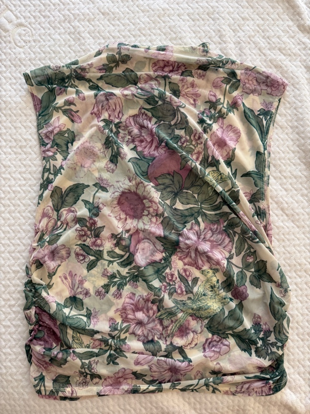 Abercrombie & Fitch Floral Mesh Ruched Top – Size XL 🌸